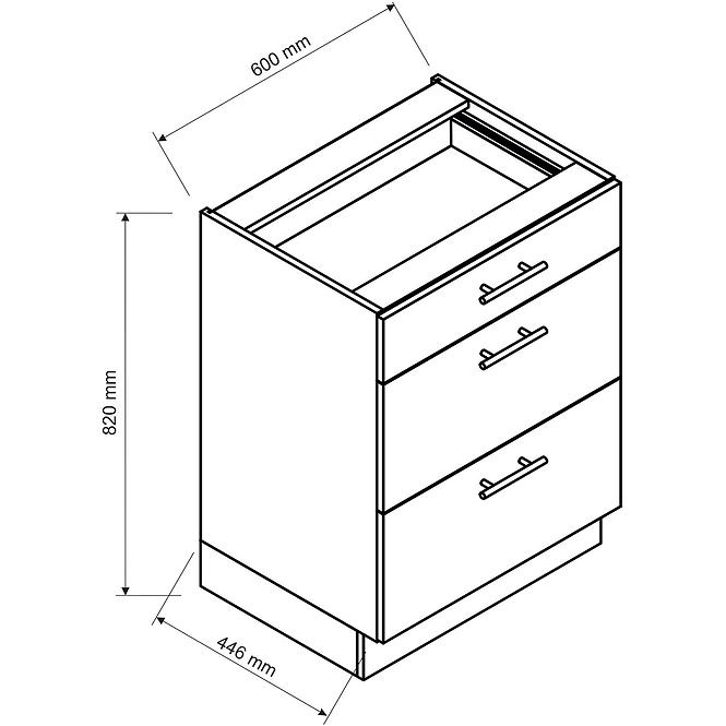 Küchenschrank Katrin D60 S/3 ziegelrot