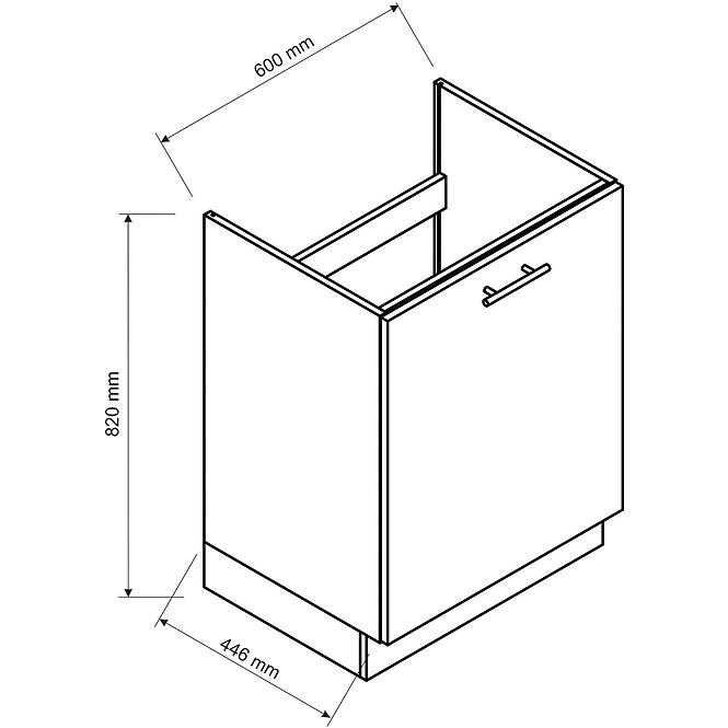 Küchenschrank Katrin D60ZL grau matt