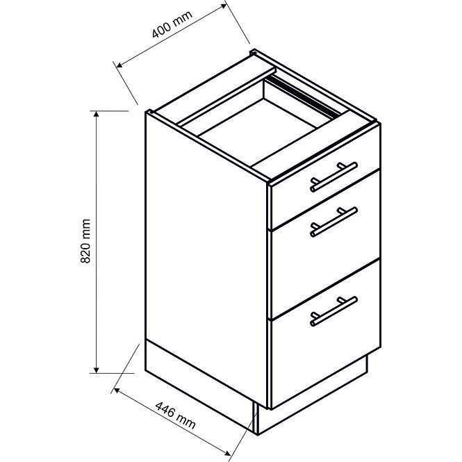 Küchenschrank Mina D40 S/3 schwarz