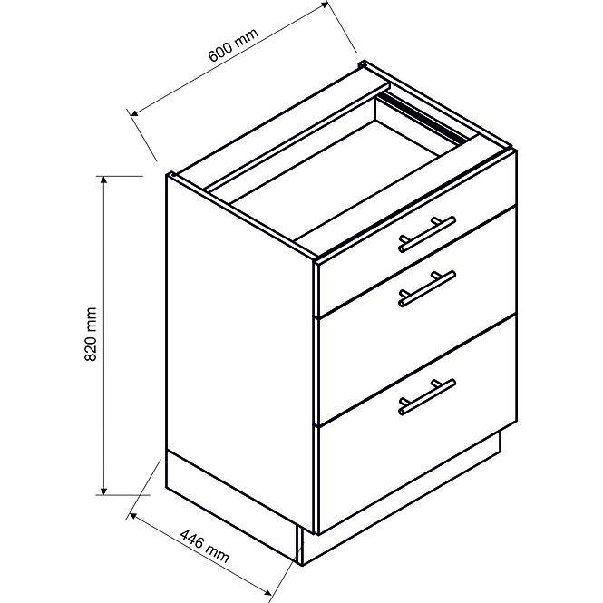 Küchenschrank Mina D60 S/3 schwarz