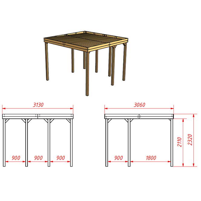 Pavillon Nova 313x306x232 cm Braun