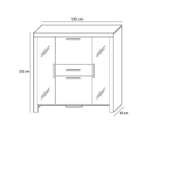 Vitrine Cezar 130cm Milano/Weiß