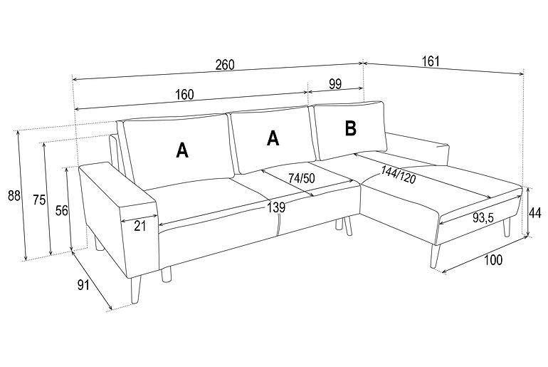 Ecksofa  Cordoba Ot-2r-Lc Zetta 293