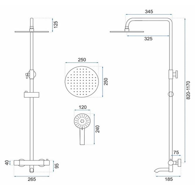 Duschset mit Thermostat Lungo Rea P6607 Chrom