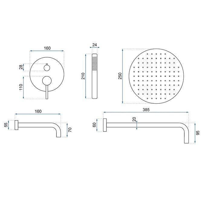 Unterputz Duschset Lungo Rea P6611 Weiß