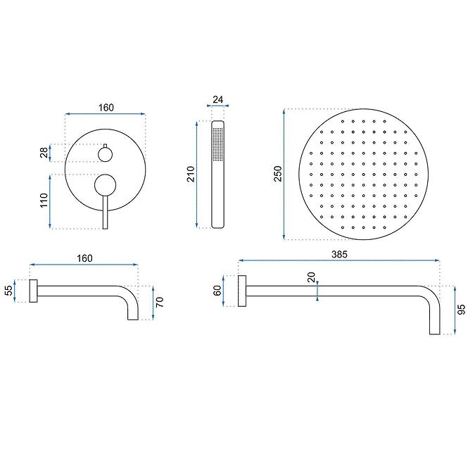 Unterputz Duschset  Lungo Rea P4125 Gold