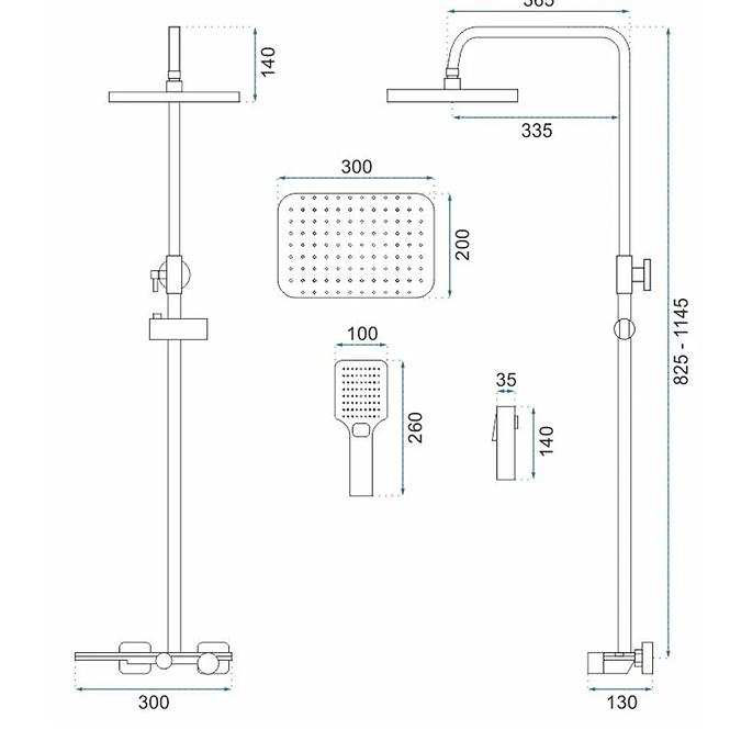 Duschset Helix Rea P6618 Schwarz