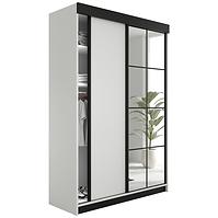 Kleiderschrank Lamaro 138 Weiß + schwarze Elemente