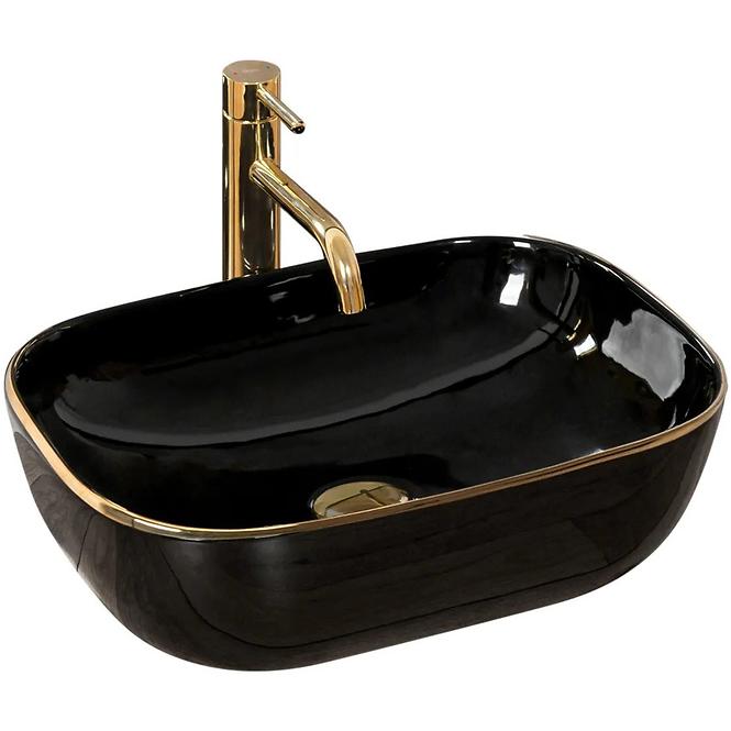 Aufsatzwaschbecken Belinda Black/Gold Adge