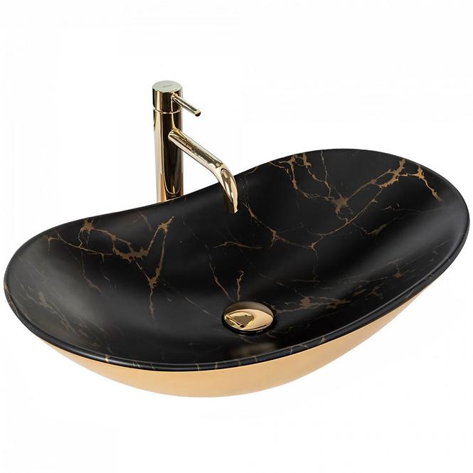 Aufsatzwaschbecken Royal In Black Marble/Gold