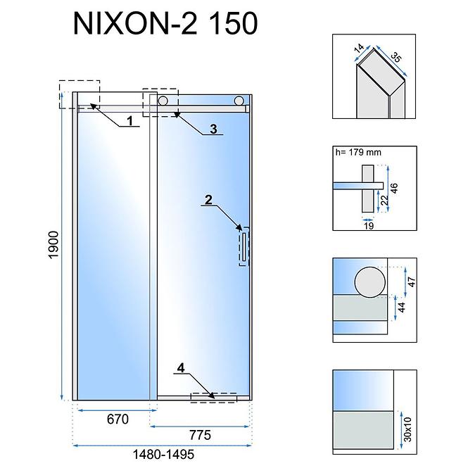 Duschtür Nixon-2 150x190 rechts chrom Rea K5009