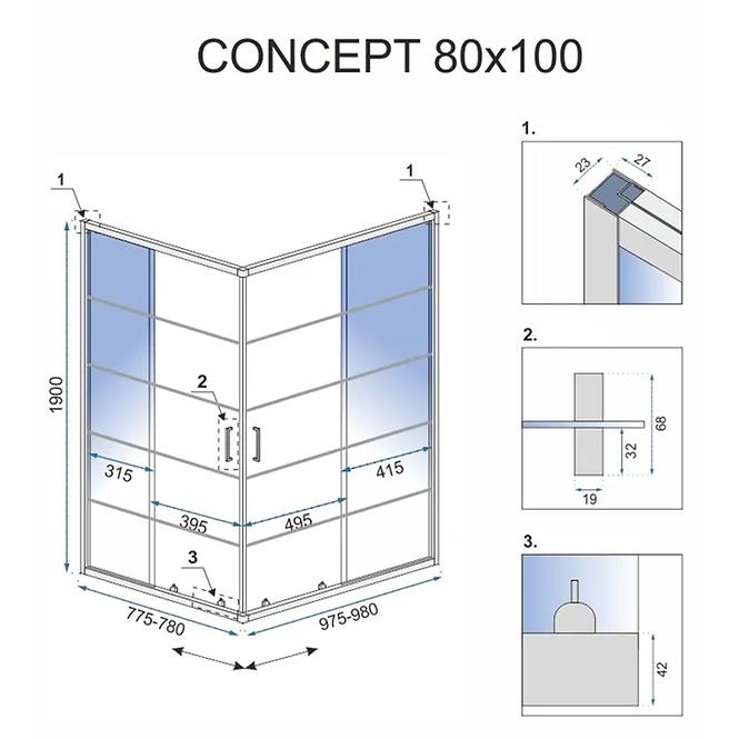 Duschkabine Concept Rea 100x80x190 black