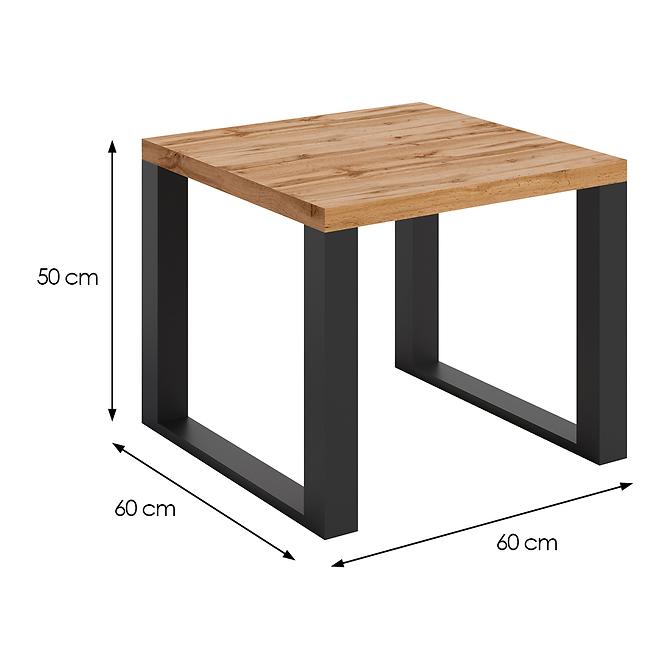 Couchtisch Mona 600/600/500 eiche wotan/schwarz