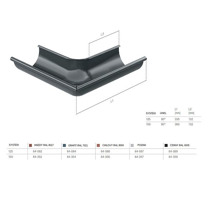 Eckstück für Dachrinne Innen 64-056 Stahl 125 mm Bryza Ziegelrot RAL 8004