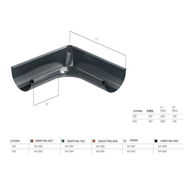 Eckstück für Dachrinne Außen 64-066 Stahl 125 mm Bryza Ziegelrot RAL 8004