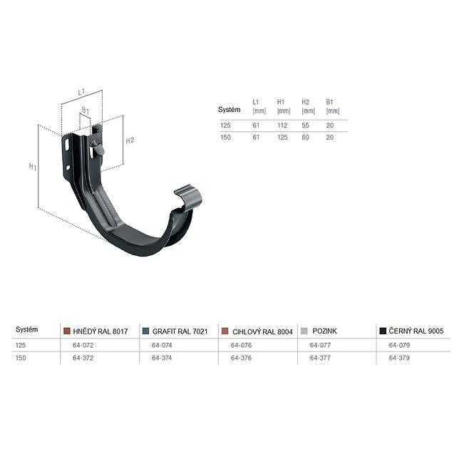 Rinnhalter 64-076 Stahl 125 mm Bryza Ziegelrot RAL 8004