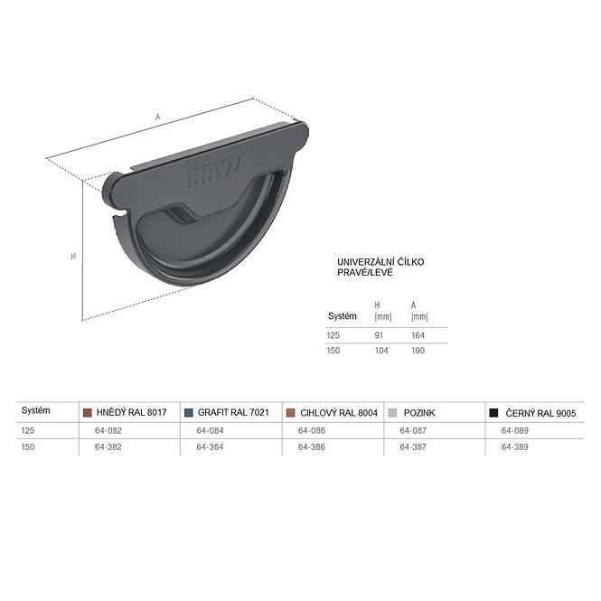 Universelles Endstück für Dachrinne 64-382 Stahl 150 mm Bryza Braun RAL 8017