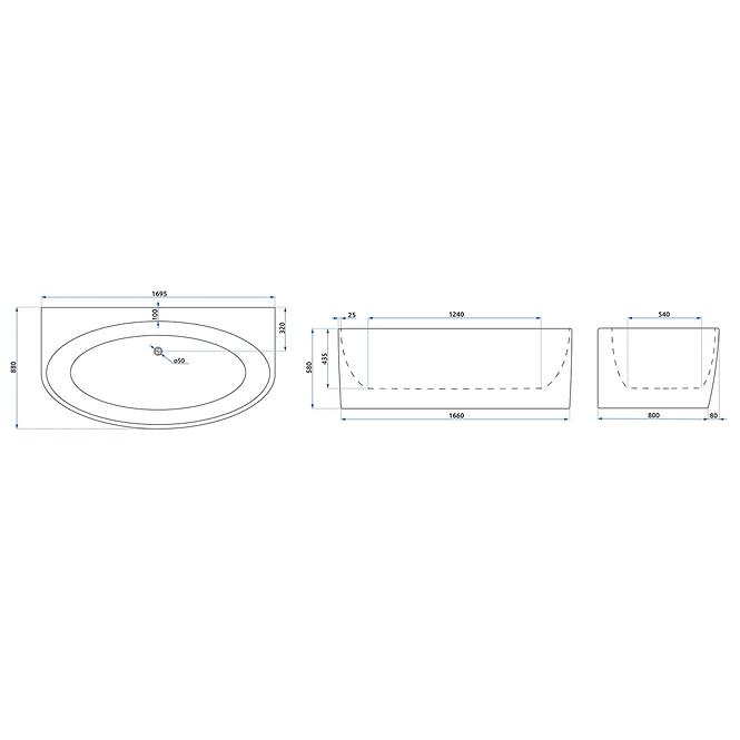 Freistehende Badewanne Malta 170 REA-W3003