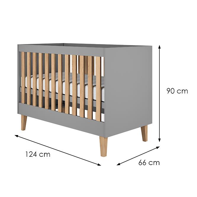 Kinderbett Kubi 60x120 grau