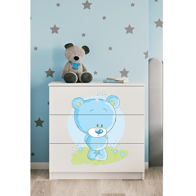 Kinderkommode Babydreams Weiß - Blauer Bär