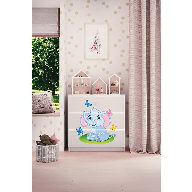 Kinderkommode Babydreams Weiß - Elefant