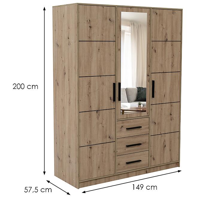 Schrank Kos D3 eiche artisan/spiegel