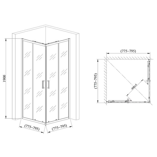 Duschkabine Point 80x80x190 black