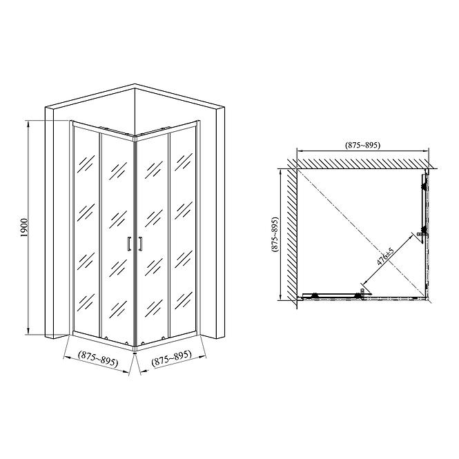 Duschkabine Point 90x90x190 chrom