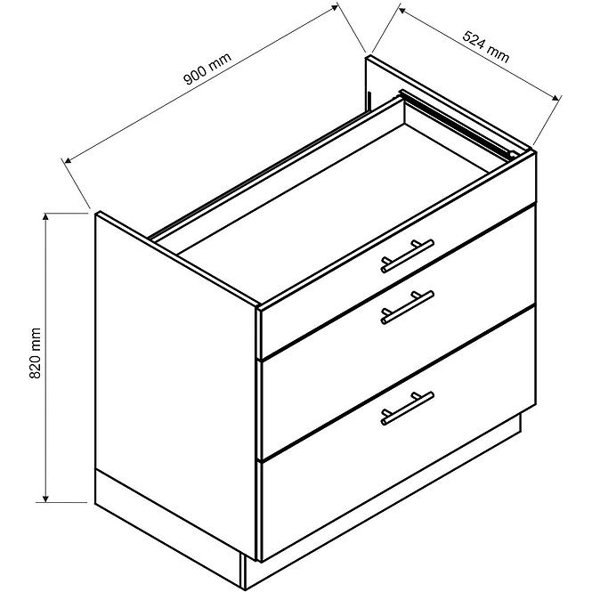 Küchenschrank Denis D90PC S/3 eiche london/weiß