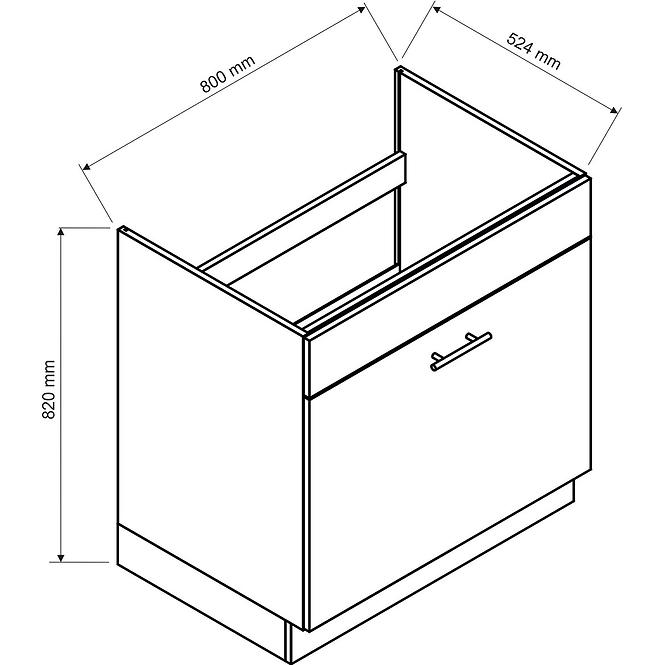 Küchenschrank Denis D80ZL S/1 zasl eiche london/weiß