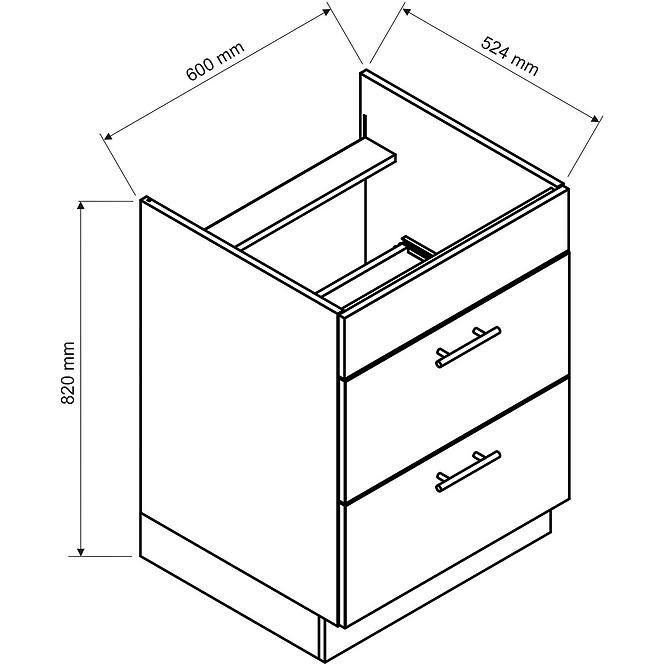 Küchenschrank Denis D60PC S/2 zasl eiche london/weiß