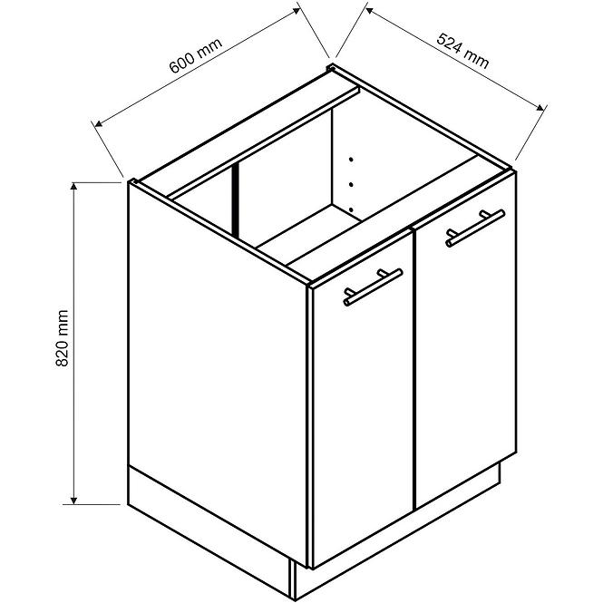 Küchenschrank Denis D60 weißer satin matte/weiß