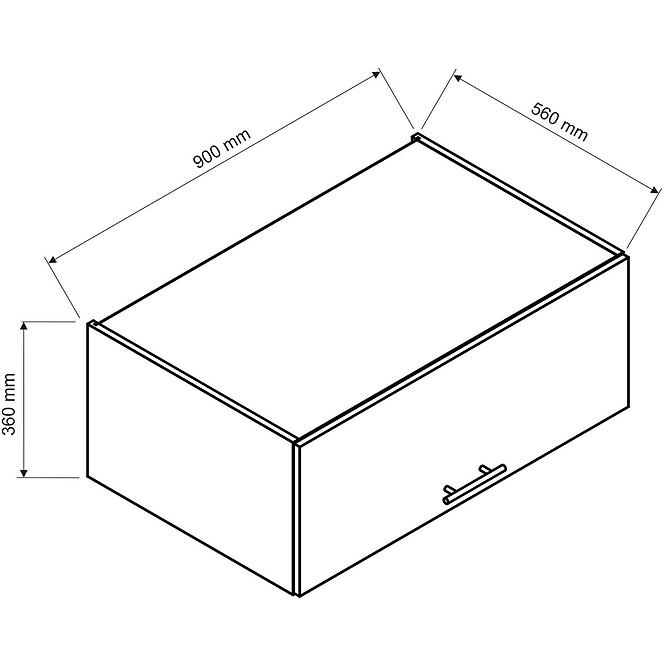 Küchenschrank Denis W90OKGR/560 weißer satin matte/weiß