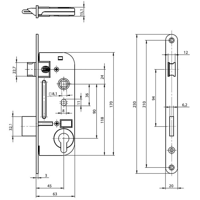 Einsteckschloss Yale 5131N 1/2 PZ