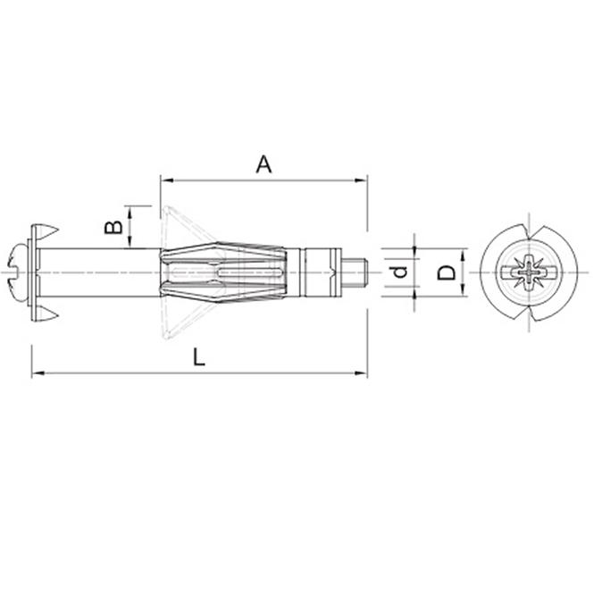 Gipskartondübel SM 12 mit Schraube M6x65 mm (4 Stk.)