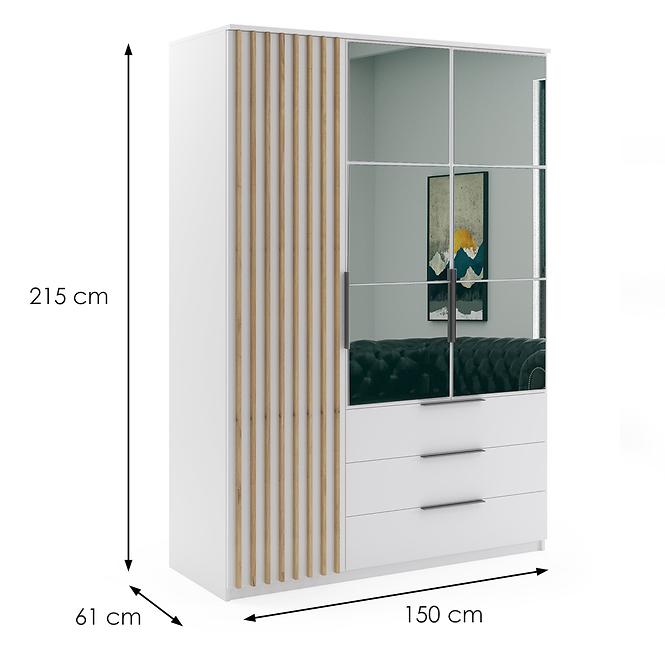 Schrank Sorento 150 weiß+lamel craft gold