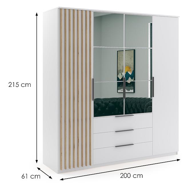 Schrank Sorento 200 weiß+lamel craft gold