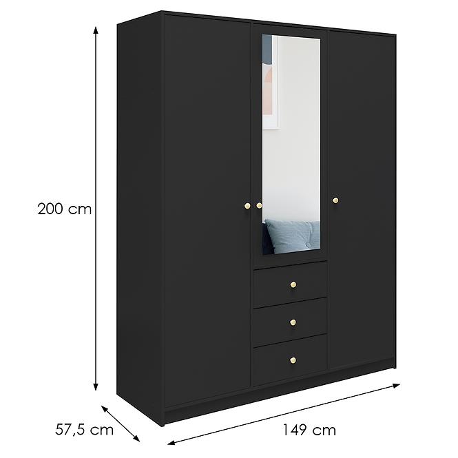 Schrank Siena D3 schwarz / spiegel