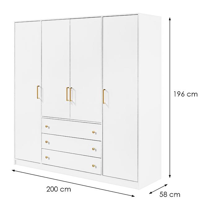 Schrank Bali D4 Retro Weiß