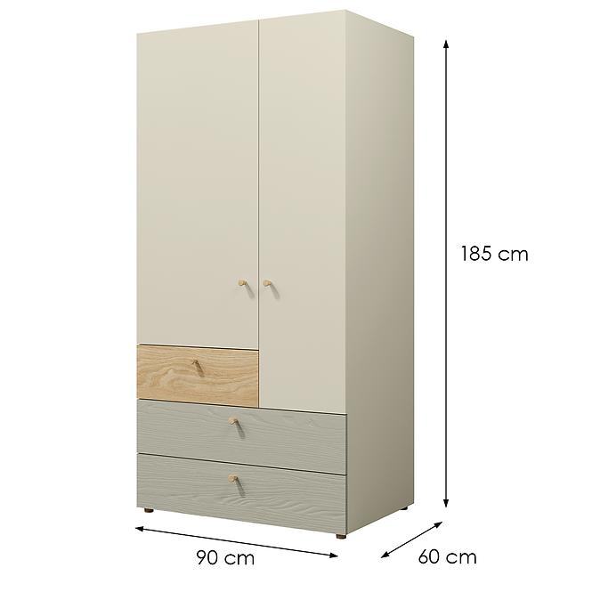 Schrank  Yuki 2 Eukalyptus/Graubeige/Geölte Eiche