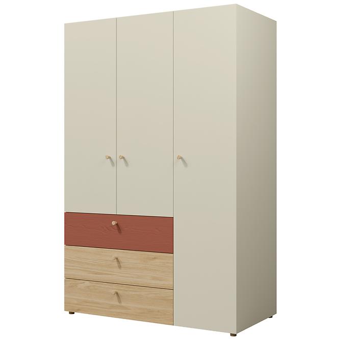 Schrank  Yuki 1 Kommode Yuki 9 Koralle/Graubeige/Geölte Eiche