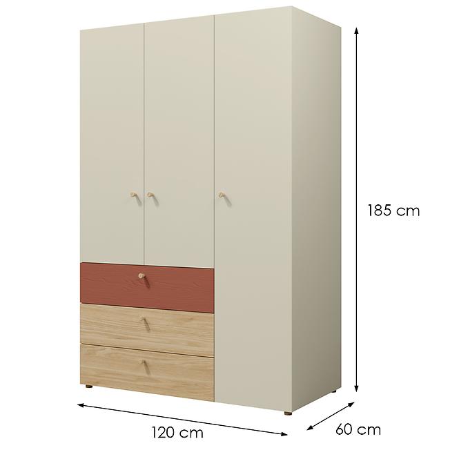 Schrank  Yuki 1 Kommode Yuki 9 Koralle/Graubeige/Geölte Eiche