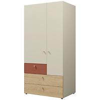 Schrank  Yuki 2 Kommode Yuki 9 Koralle/Graubeige/Geölte Eiche