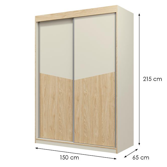 Schrank  150 Aston 2 Graubeige/Geölte Eiche