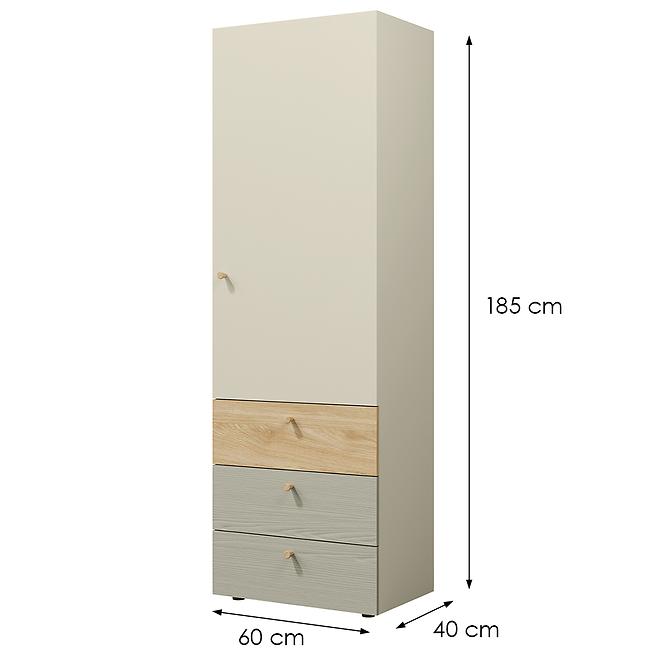 Schrank  Yuki 4 Eukalyptus/Graubeige/Geölte Eiche