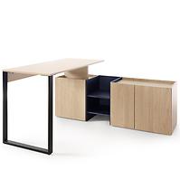 Schreibtisch Sergio SE8+Komoda 3D Beige/Eiche/Dunkelblau