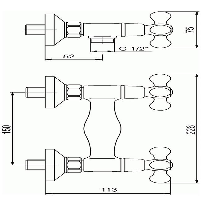 Duscharmatur ohne Zubehör 150mm Retro