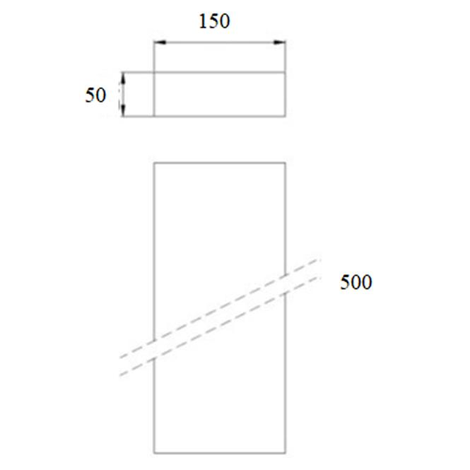 Lüftungsrohr 150x50x500 DPP02