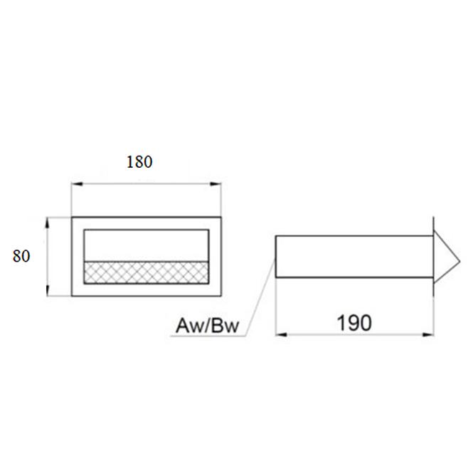 Gitter für Außenluftzufuhr 150x50 DPP11