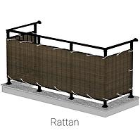 Balkonverkleidung 75 cm x 600 cm rattan wenge